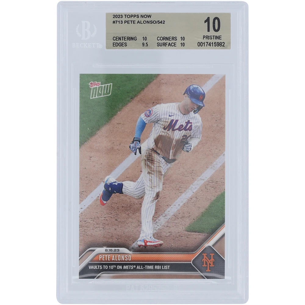 Pete Alonso New York Mets 2023 Topps Now 10th All-time Mets RBI List #713 BGS Authenticated 10 Card - 10,10,9.5,10 Subgrades