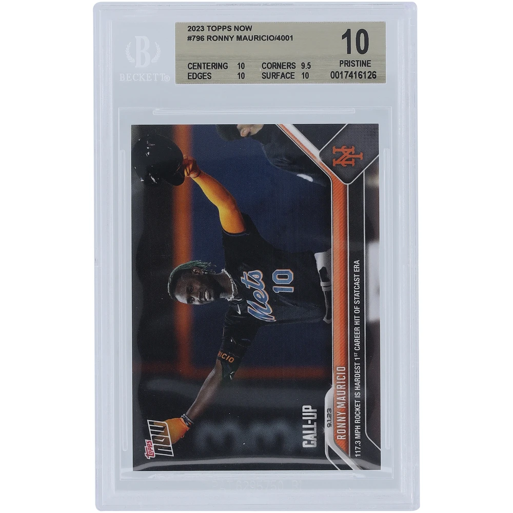 Ronny Mauricio New York Mets 2023 Topps Now Call-Up Hit #796 BGS Authenticated 10 Card - 10,9.5,10,10 Subgrades