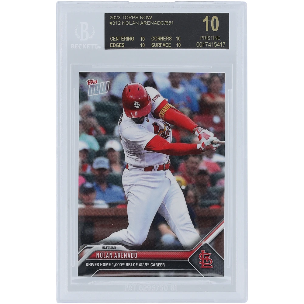 Nolan Arenado St. Louis Cardinals 2023 Topps Now 1,000 RBI Black Label #312 BGS Authenticated 10 Card - 10,10,10,10 Subgrades