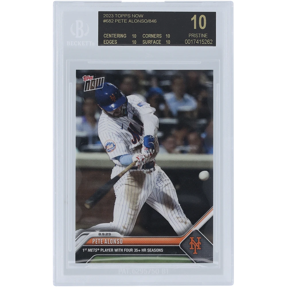 Pete Alonso New York Mets 2023 Topps Now 1st Mets Player with Four 35+ HR Seasons Black Label #682 BGS Authenticated 10 Card