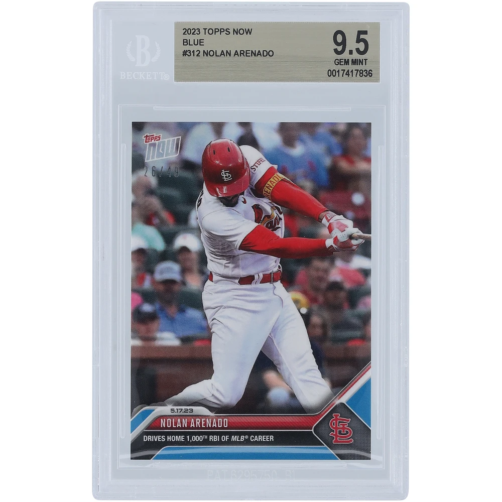 Nolan Arenado St. Louis Cardinals 2023 Topps Now 1,000 RBI Blue #312 #/49 BGS Authenticated 9.5 Card
