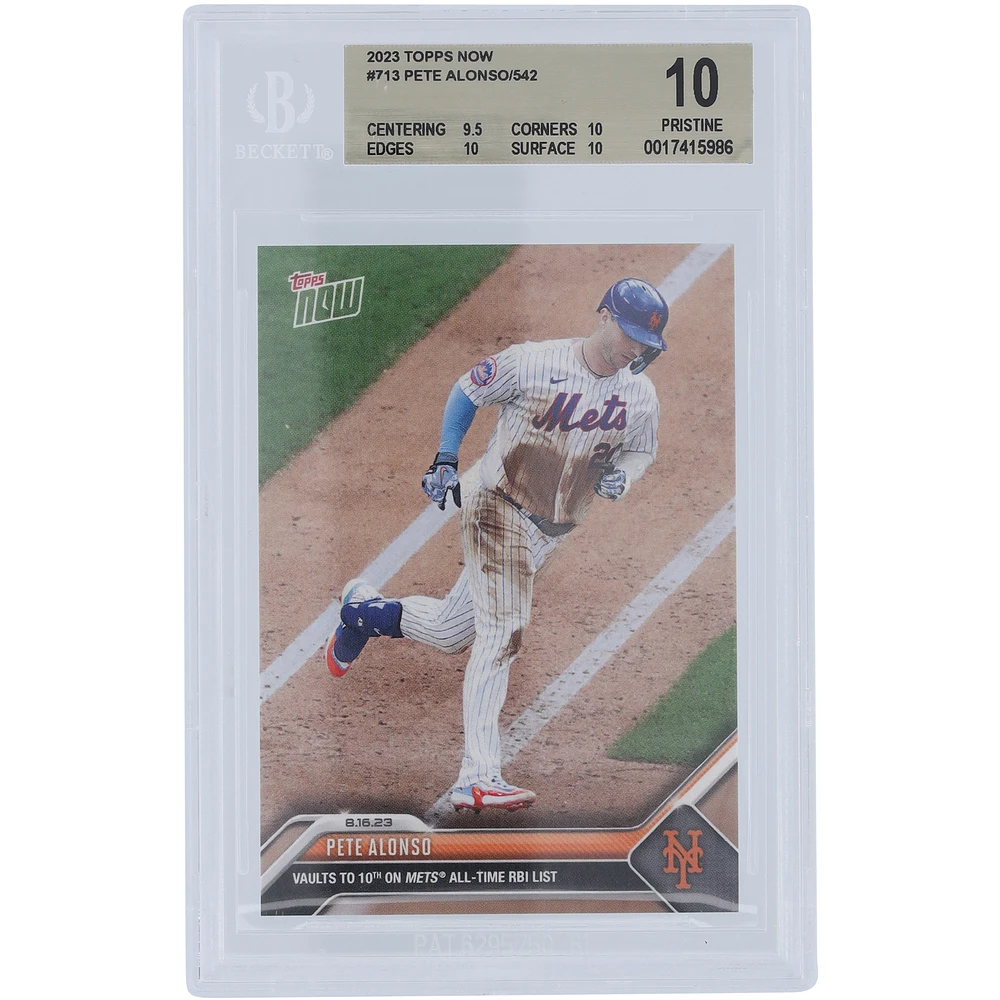 Pete Alonso New York Mets 2023 Topps Now 10th All-time Mets RBI List #713 BGS Authenticated 10 Card - 9.5,10,10,10 Subgrades