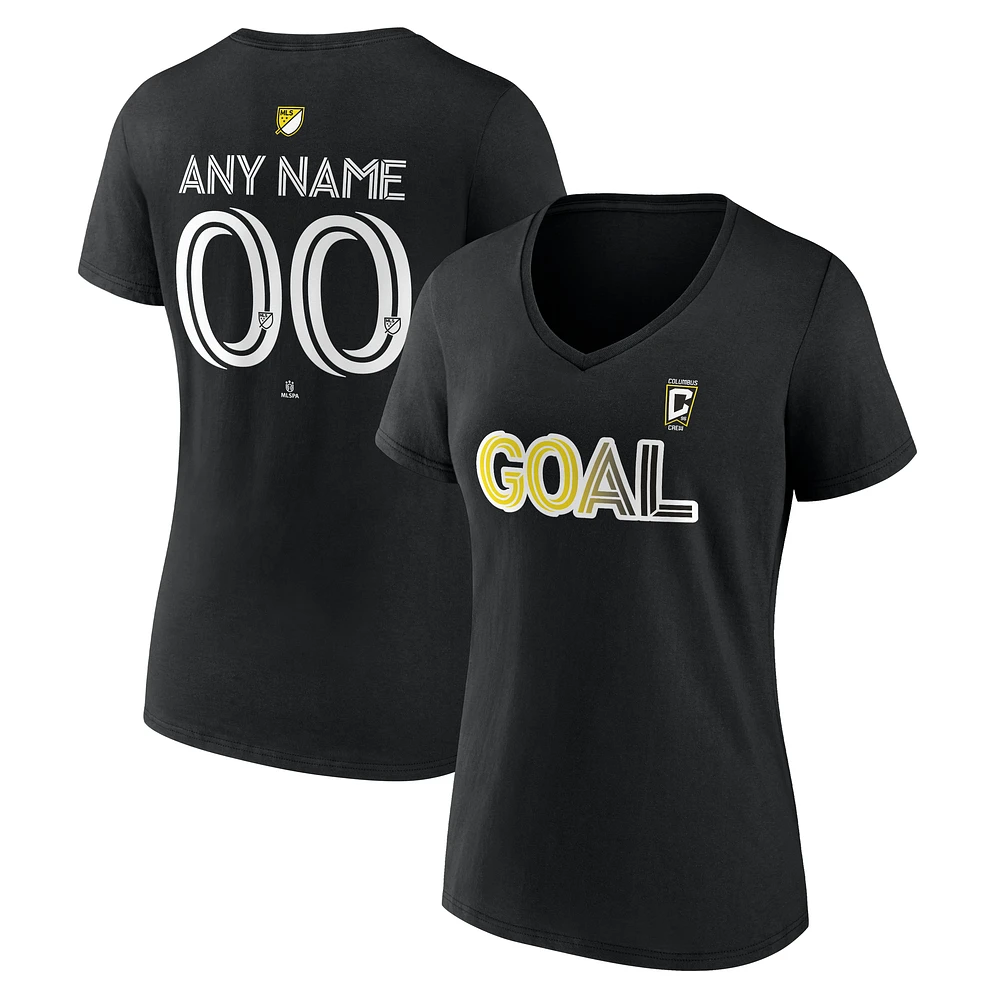 Women's Black Columbus Crew Goal Custom V-Neck T-Shirt