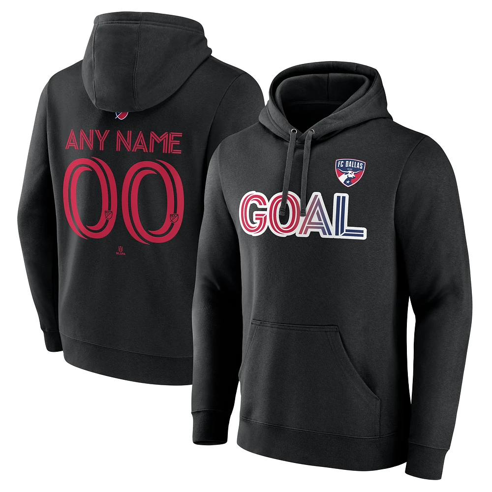 Men's Black FC Dallas Goal Custom Pullover Hoodie