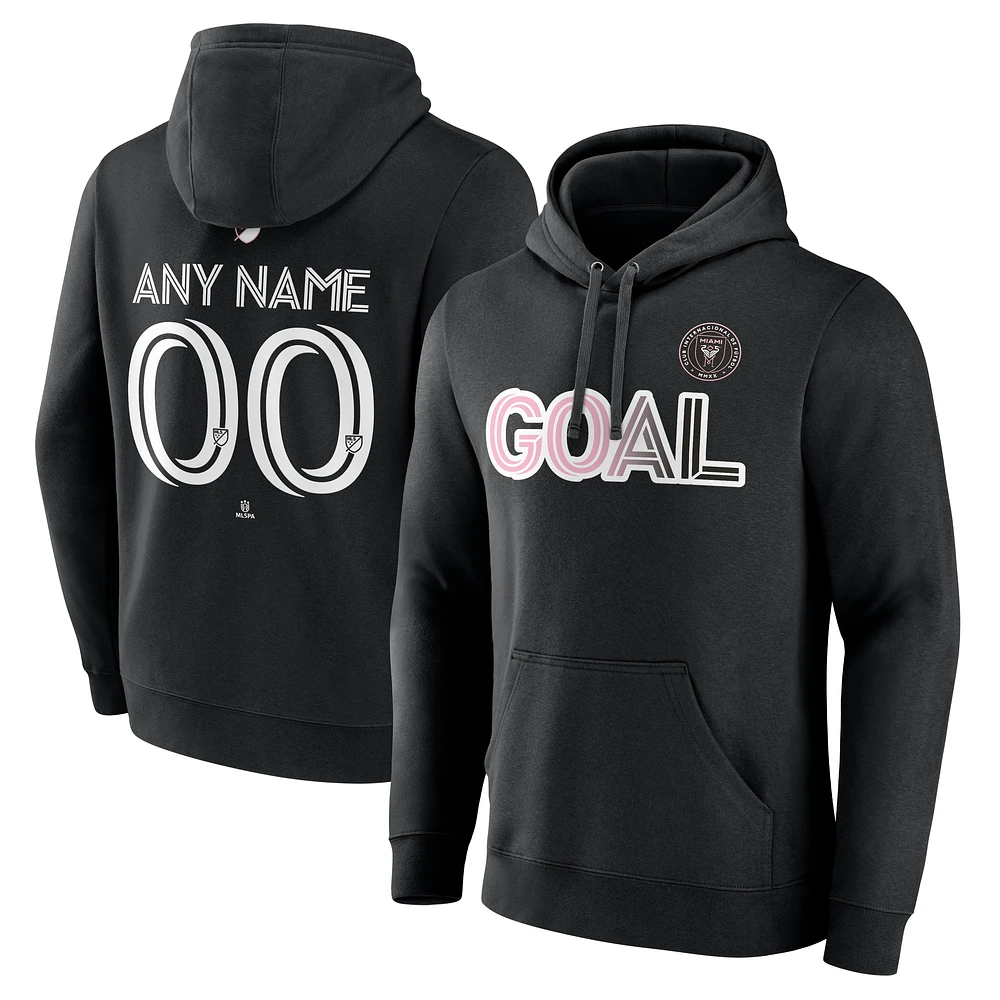 Men's Black Inter Miami CF Goal Custom Pullover Hoodie