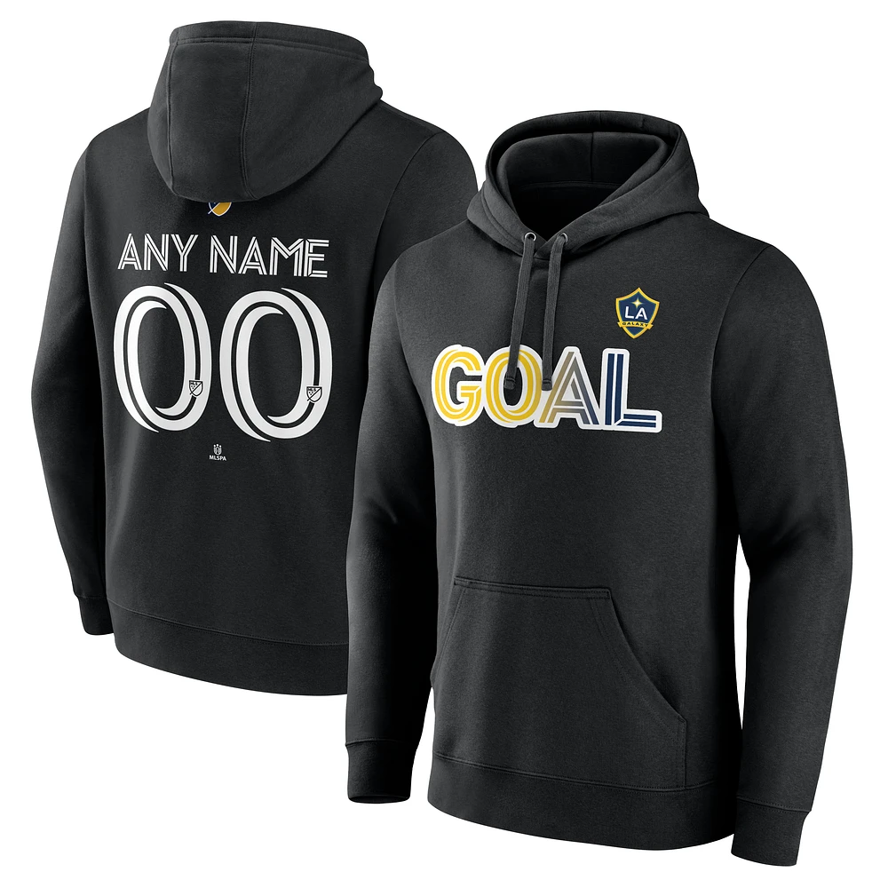 Men's Black LA Galaxy Goal Custom Pullover Hoodie