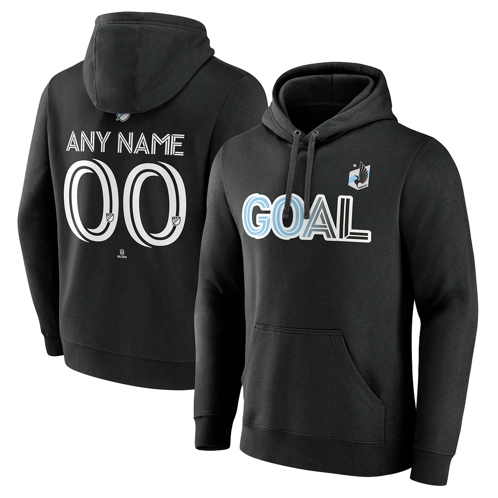 Men's Black Minnesota United FC Goal Custom Pullover Hoodie