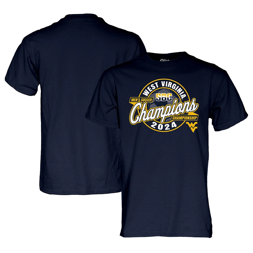 Men's Blue 84 Navy West Virginia Mountaineers 2024 SBC Soccer Tournament Champions T-Shirt