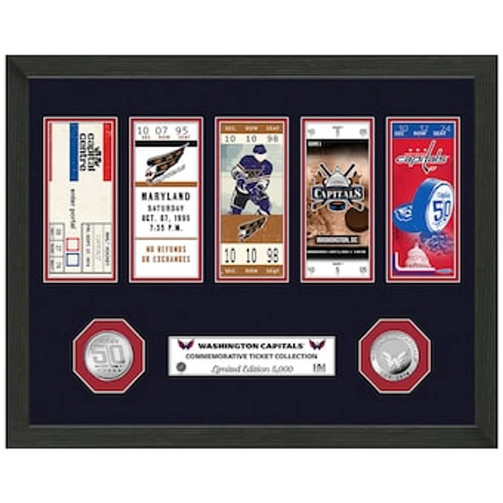 Highland Mint Washington Capitals 50th Anniversary Ticket Collection 12" x 15" Silver Coin Photo Mint