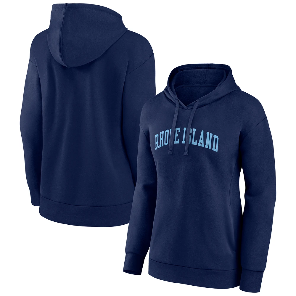 Women's Navy Rhode Island Rams Arch Pullover Hoodie