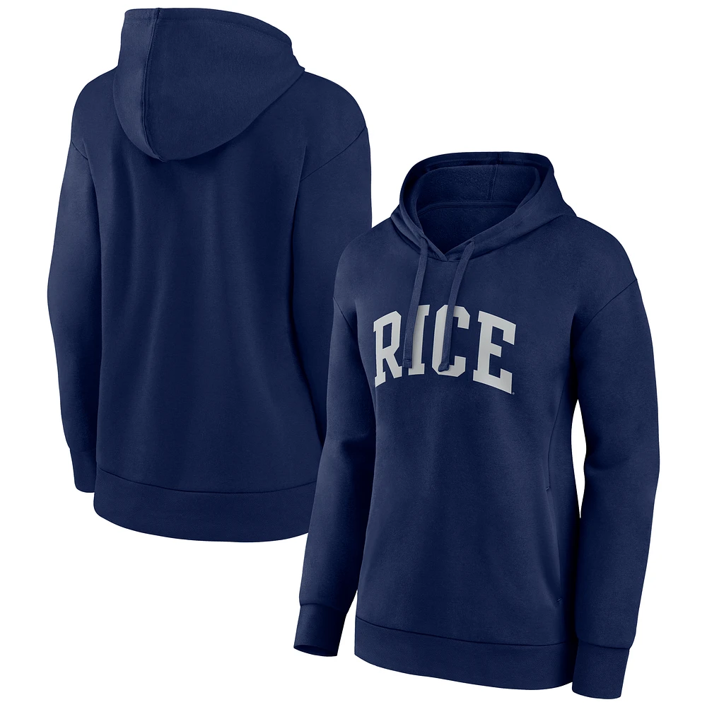 Women's Navy Rice Owls Arch Pullover Hoodie