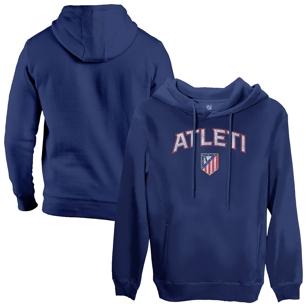 Men's 1863FC Navy Atletico de Madrid Athletic Wordmark Fleece Pullover Hoodie