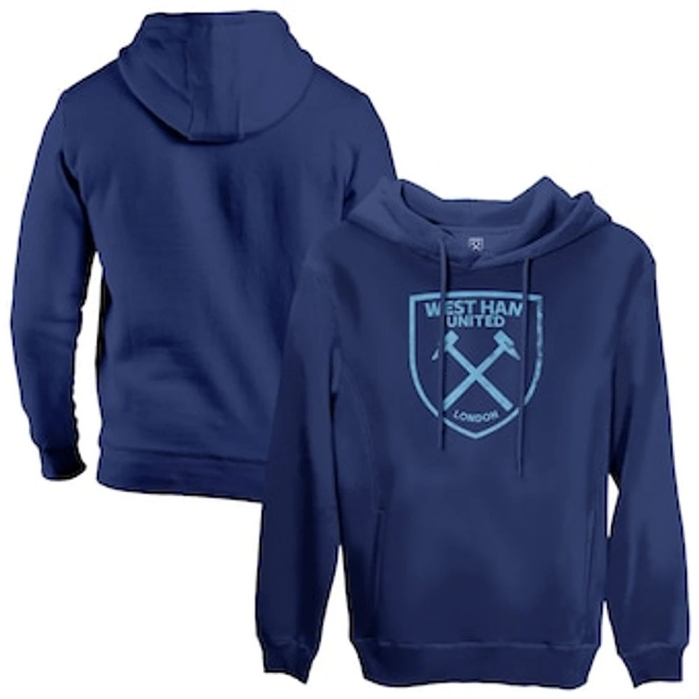 Men's 1863FC Navy West Ham United Mono Badge Fleece Pullover Hoodie