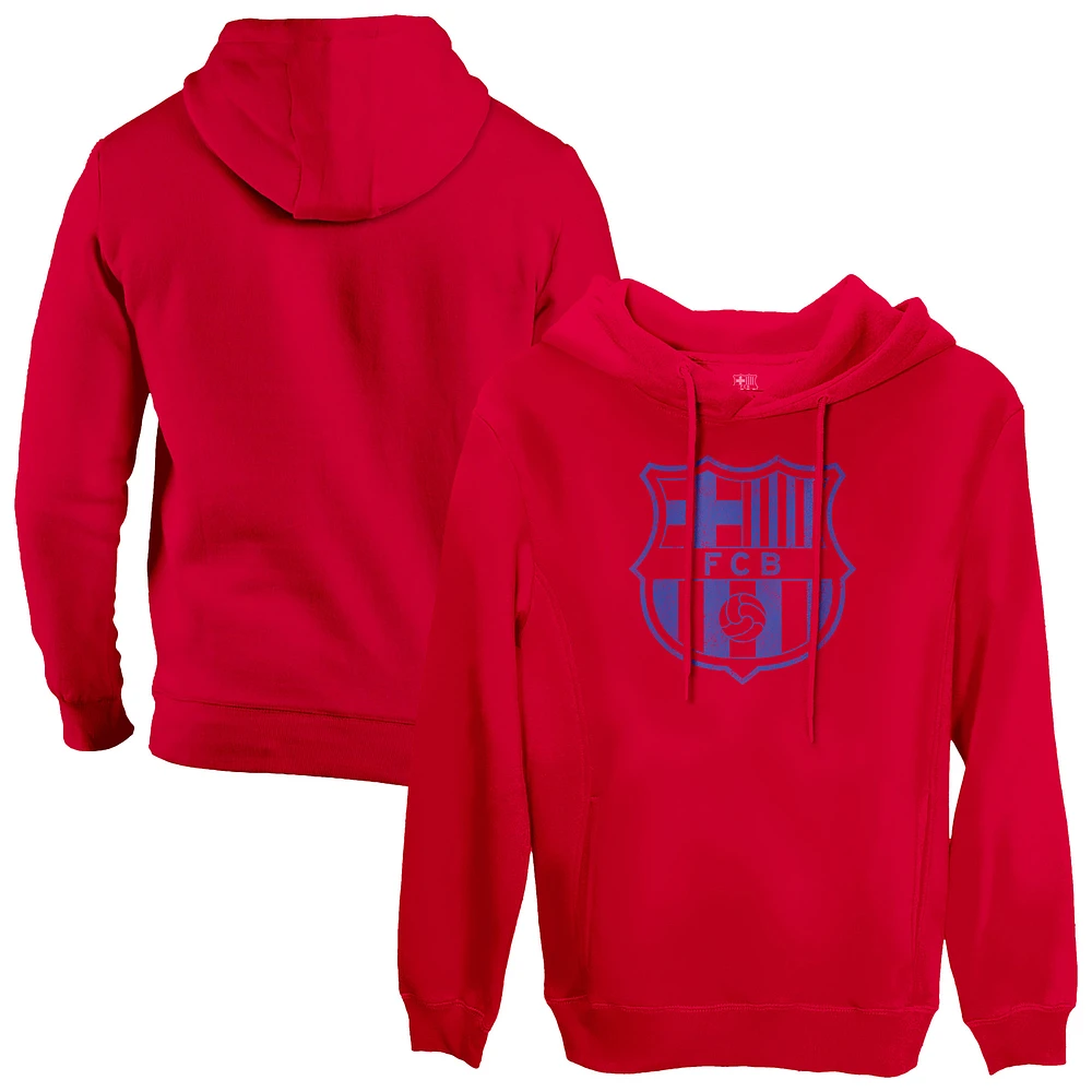 Men's 1863FC Red Barcelona Mono Badge Fleece Pullover Hoodie