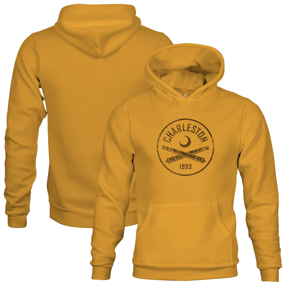Youth 1863FC Yellow Charleston Battery Mono Badge Fleece Pullover Hoodie