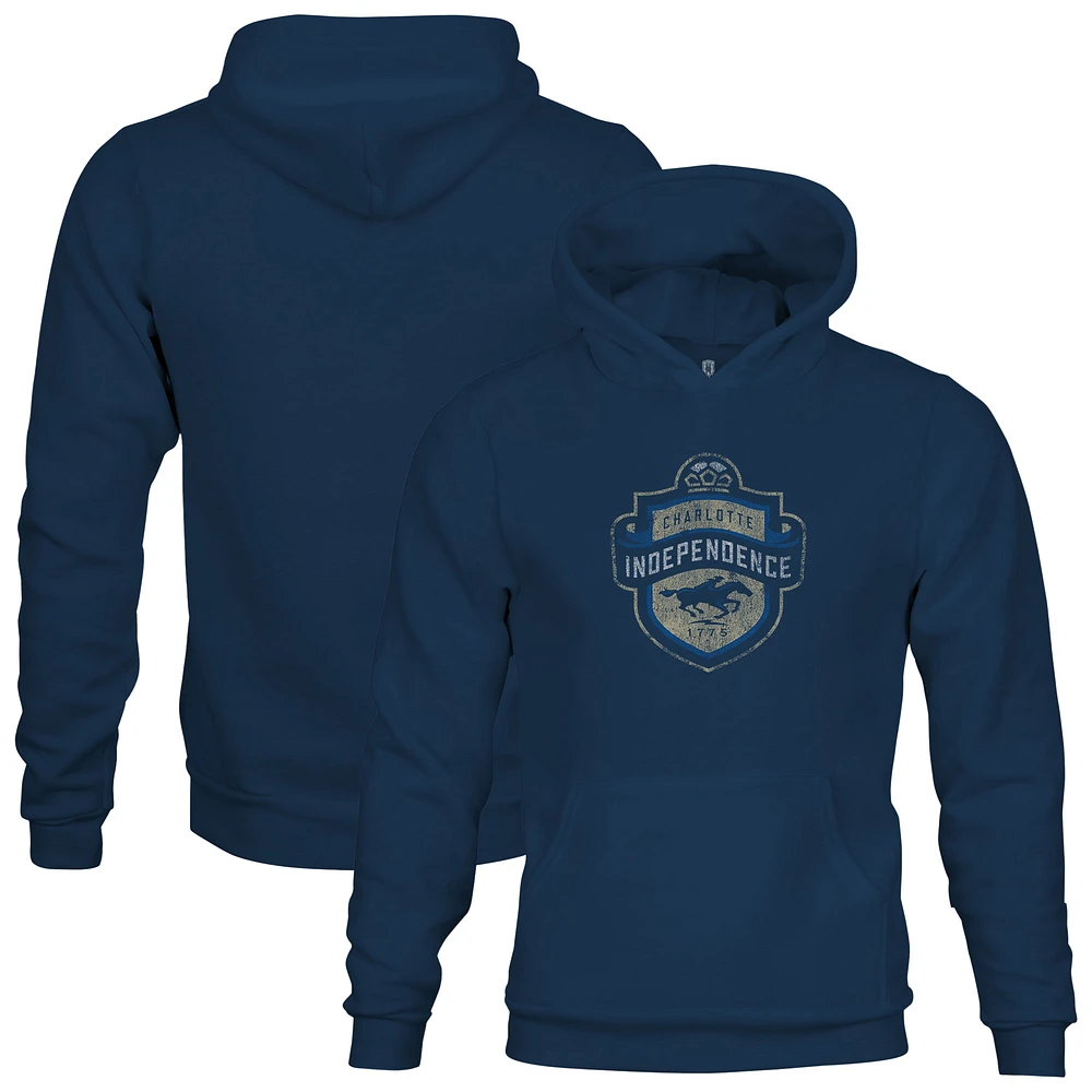 Youth 1863FC Navy Charlotte Independence Color Badge Fleece Pullover Hoodie