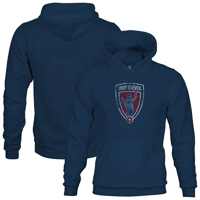 Youth 1863FC Navy Indy Eleven Color Badge Fleece Pullover Hoodie