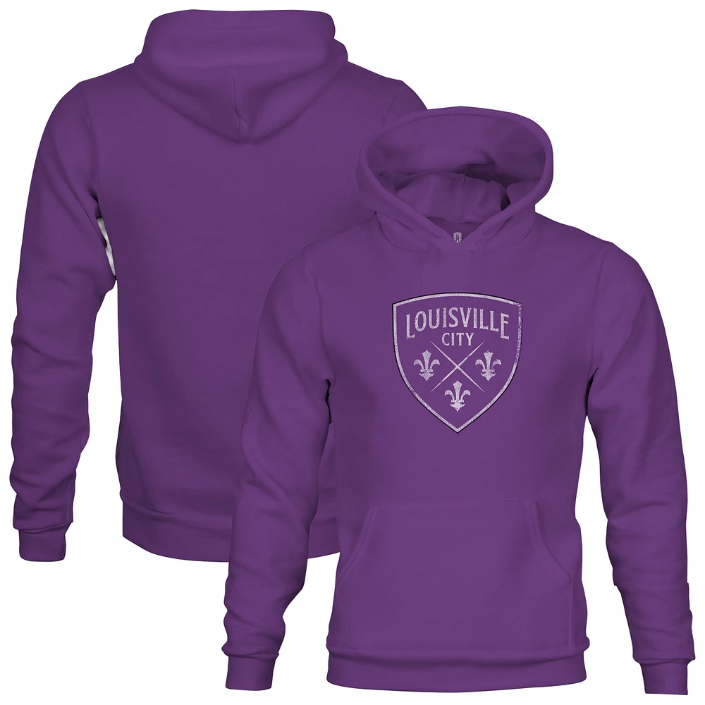 Youth 1863FC Purple Louisville City FC Color Badge Fleece Pullover Hoodie