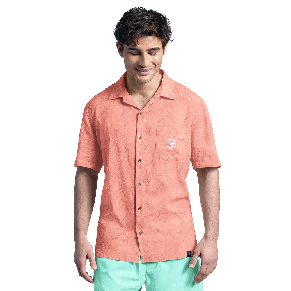 Men's Margaritaville Coral San Francisco Giants Linen Party Button-Up Shirt