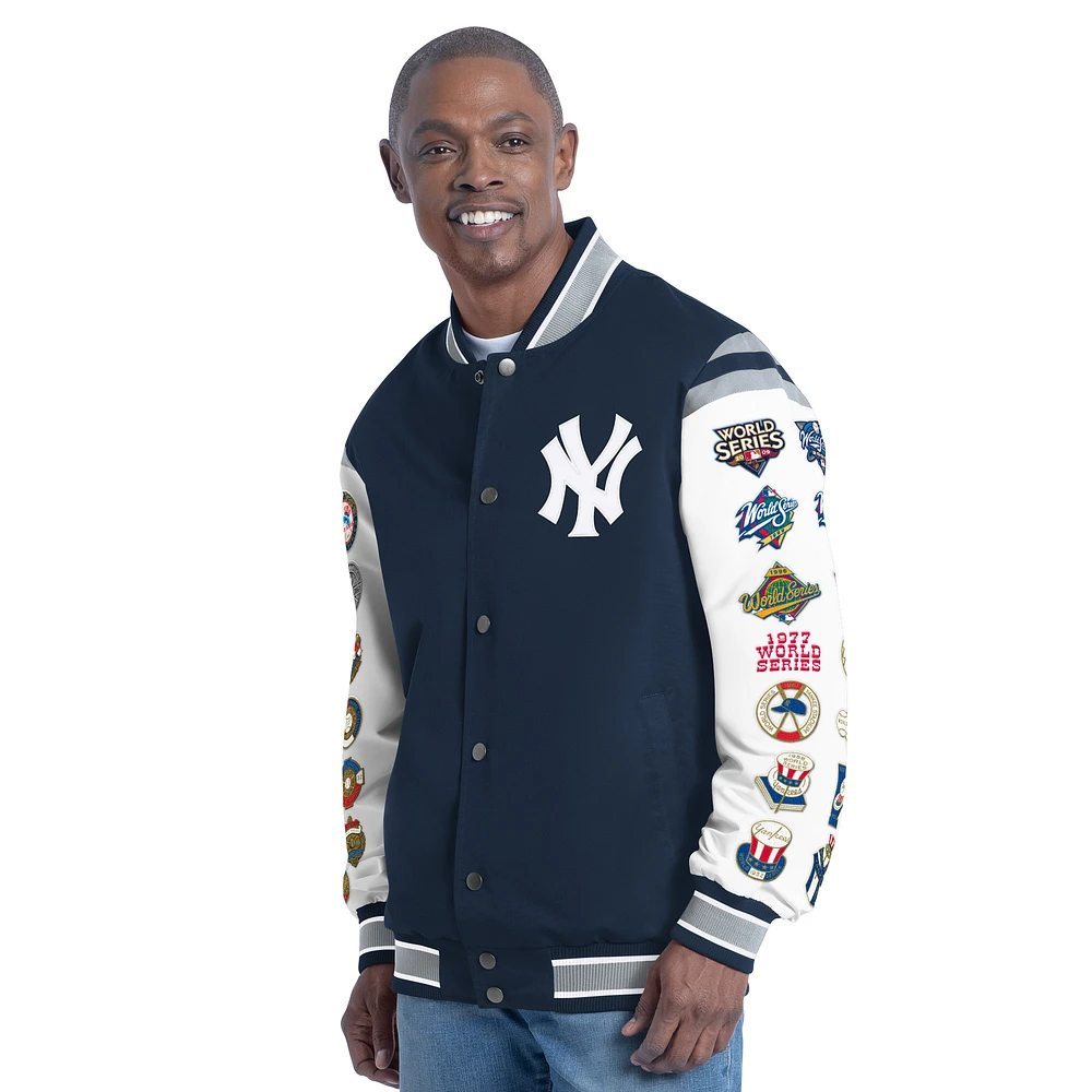 Men's G-III Sports by Carl Banks Navy New York Yankees Recruit Commemorative Full-Snap Varsity Jacket