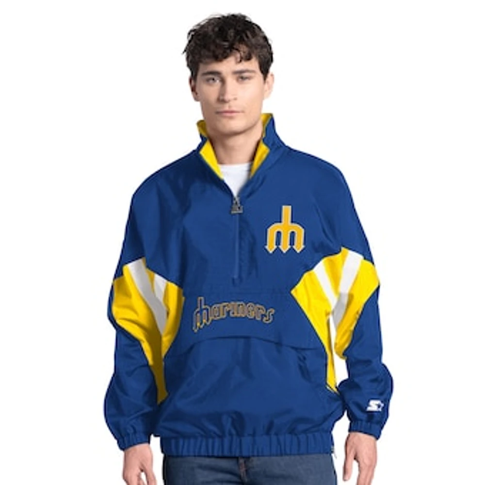Men's Starter Royal Seattle Mariners Cooperstown Chief Half-Zip Pullover