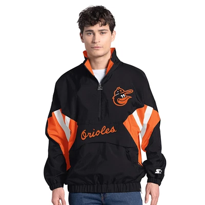 Men's Starter Black Baltimore Orioles Cooperstown Chief Half-Zip Pullover