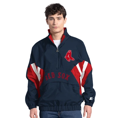 Men's Starter Navy Boston Red Sox Cooperstown Chief Half-Zip Pullover