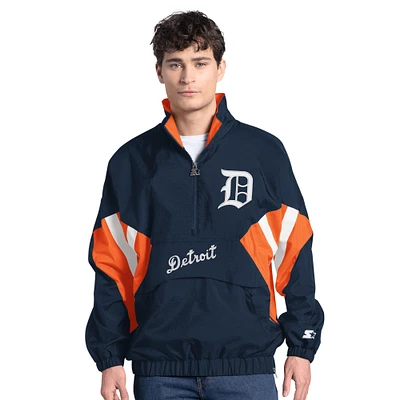 Men's Starter Navy Detroit Tigers Cooperstown Chief Half-Zip Pullover