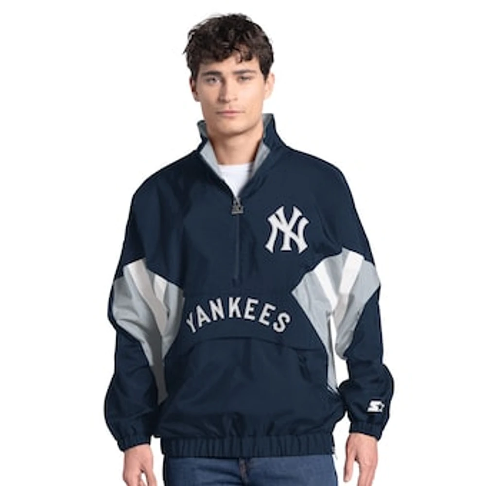 Men's Starter Navy New York Yankees Cooperstown Chief Half-Zip Pullover
