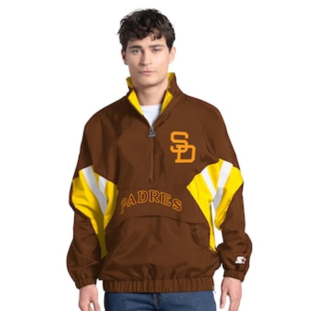 Men's Starter Brown San Diego Padres Cooperstown Chief Half-Zip Pullover