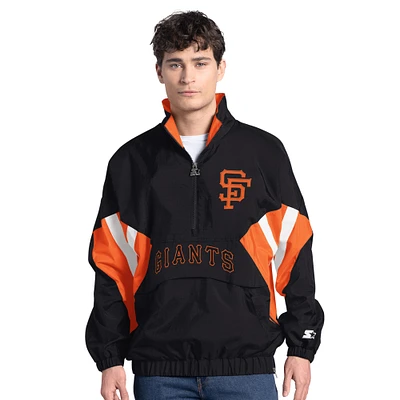 Men's Starter Black San Francisco Giants Cooperstown Chief Half-Zip Pullover