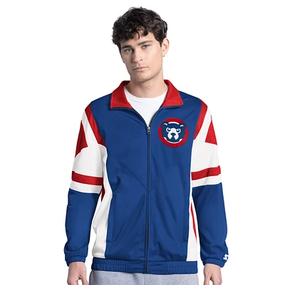 Men's Starter Royal/Red Chicago Cubs Contender Tricot Full-Zip Track Jacket