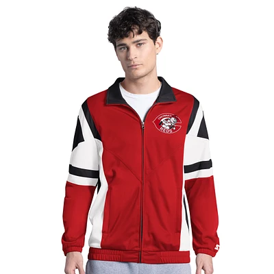 Men's Starter Red/Black Cincinnati Reds Contender Tricot Full-Zip Track Jacket