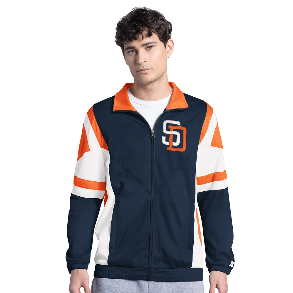 Men's Starter Brown/Gold San Diego Padres Contender Tricot Full-Zip Track Jacket