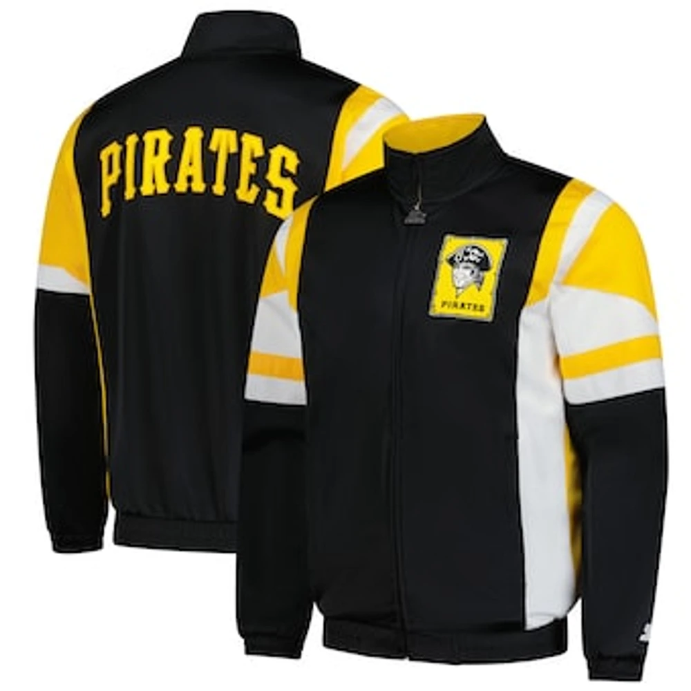 Men's Starter Black/Gold Pittsburgh Pirates Contender Tricot Full-Zip Track Jacket