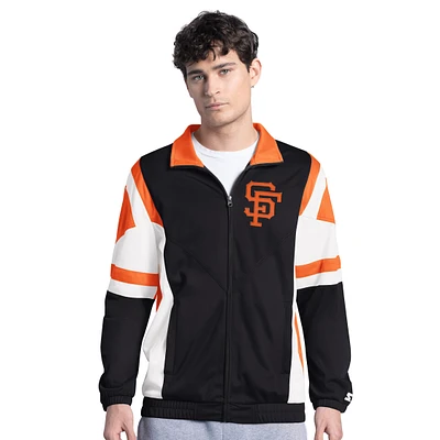 Men's Starter Black/Orange San Francisco Giants Contender Tricot Full-Zip Track Jacket