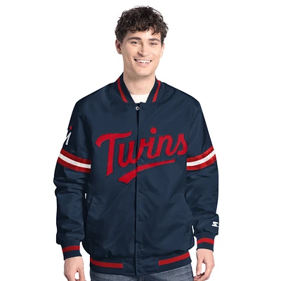 Men's Starter Navy Minnesota Twins Scout Full-Snap Varsity Jacket