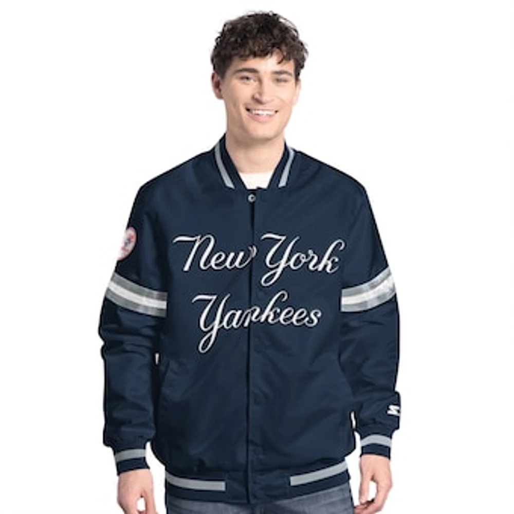 Men's Starter Navy New York Yankees Scout Full-Snap Varsity Jacket