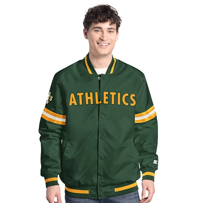 Men's Starter Green Athletics Scout Full-Snap Varsity Jacket