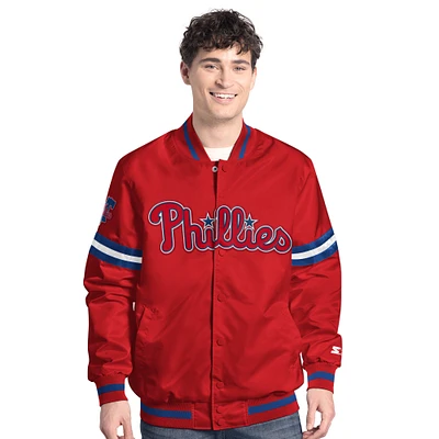 Men's Starter Red Philadelphia Phillies Scout Full-Snap Varsity Jacket