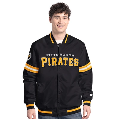Men's Starter Black Pittsburgh Pirates Scout Full-Snap Varsity Jacket