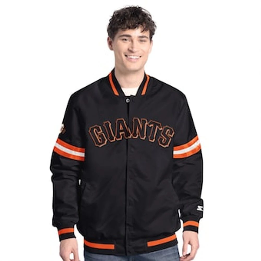 Men's Starter Black San Francisco Giants Scout Full-Snap Varsity Jacket