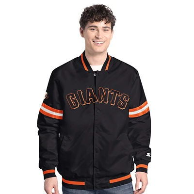 Men's Starter Black San Francisco Giants Scout Full-Snap Varsity Jacket