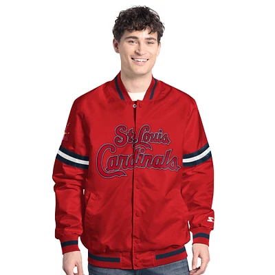 Men's Starter Red St. Louis Cardinals Scout Full-Snap Varsity Jacket