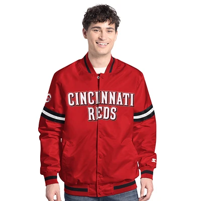 Men's Starter Red Cincinnati Reds Scout Full-Snap Varsity Jacket
