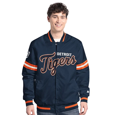 Men's Starter Navy Detroit Tigers Scout Full-Snap Varsity Jacket
