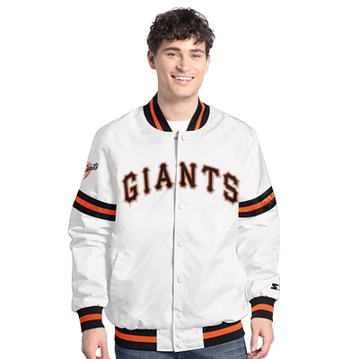 Men's Starter White San Francisco Giants Cooperstown Scout Full-Snap Varsity Jacket