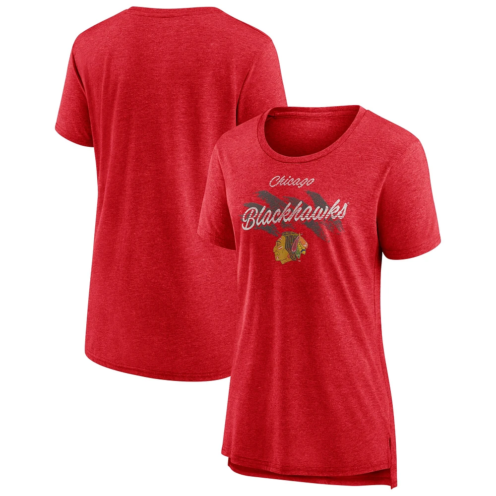 Women's Red Chicago Blackhawks Hit the Ice Tri-Blend T-Shirt