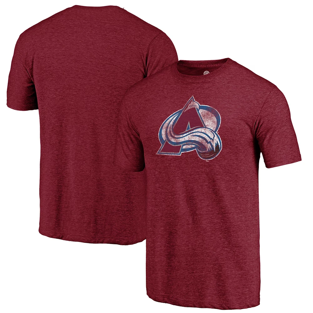 Men's Burgundy Colorado Avalanche Distressed Logo Tri-Blend T-Shirt