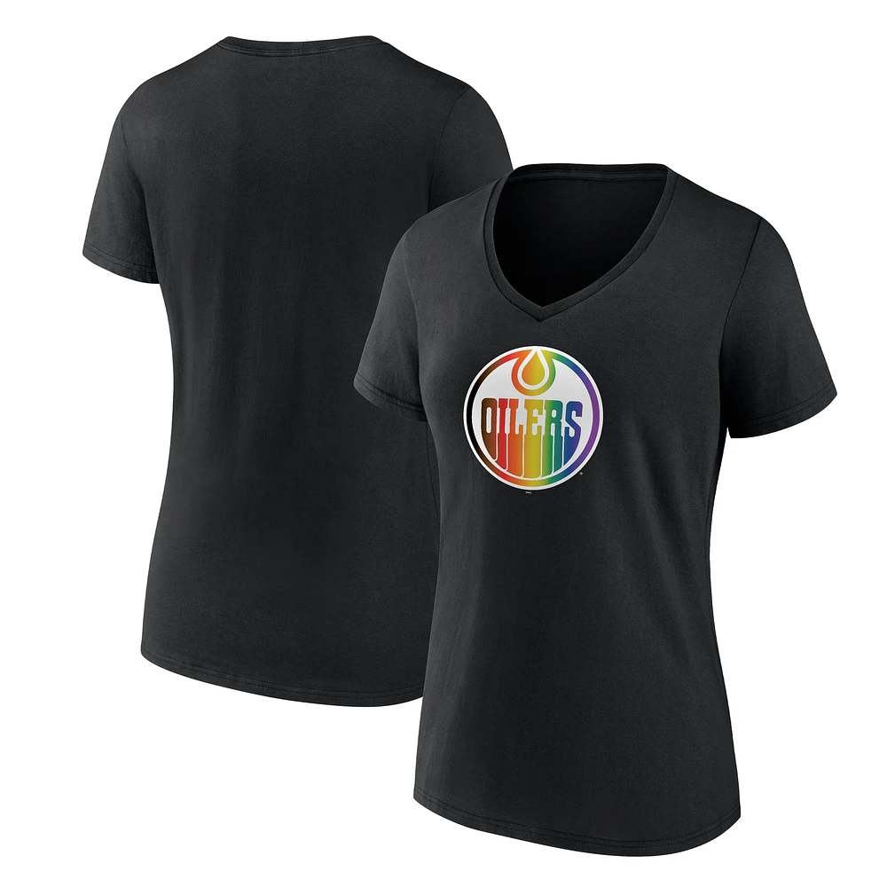 Women's Black Edmonton Oilers Team Pride V-Neck T-Shirt